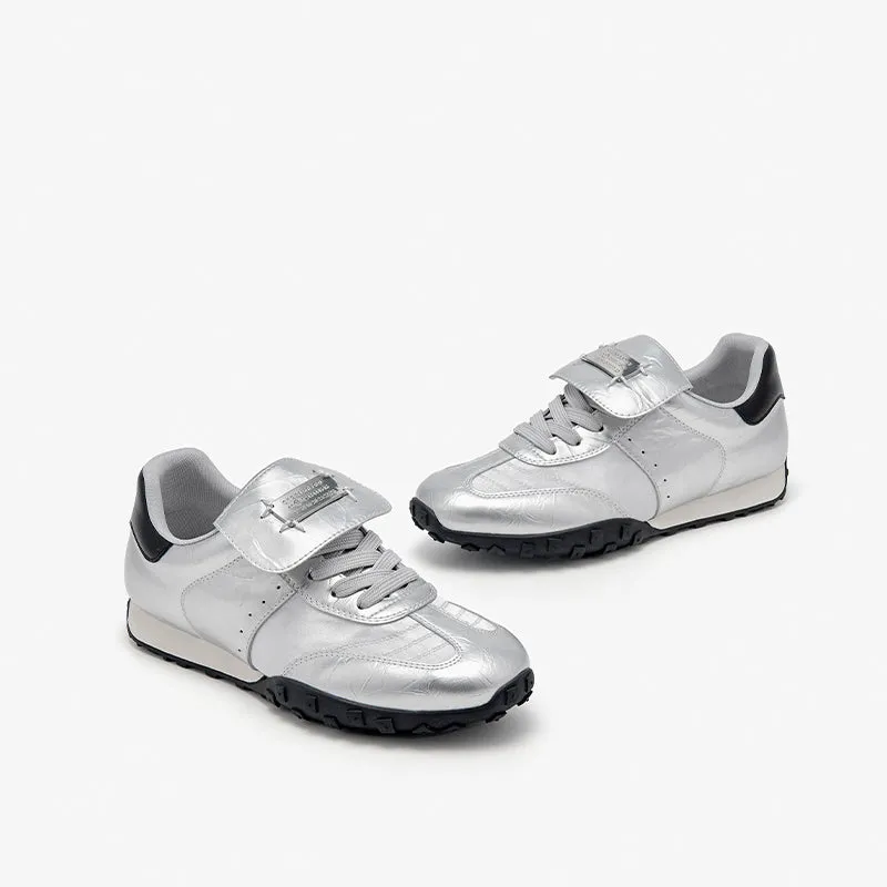 BeauToday Metallic Neutral Sneakers Tennis Trainers Flats for Women