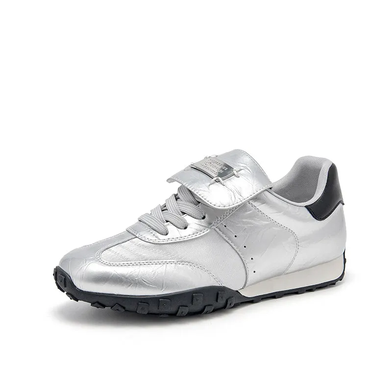 BeauToday Metallic Neutral Sneakers Tennis Trainers Flats for Women