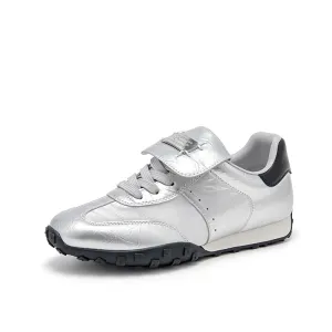 BeauToday Metallic Neutral Sneakers Tennis Trainers Flats for Women
