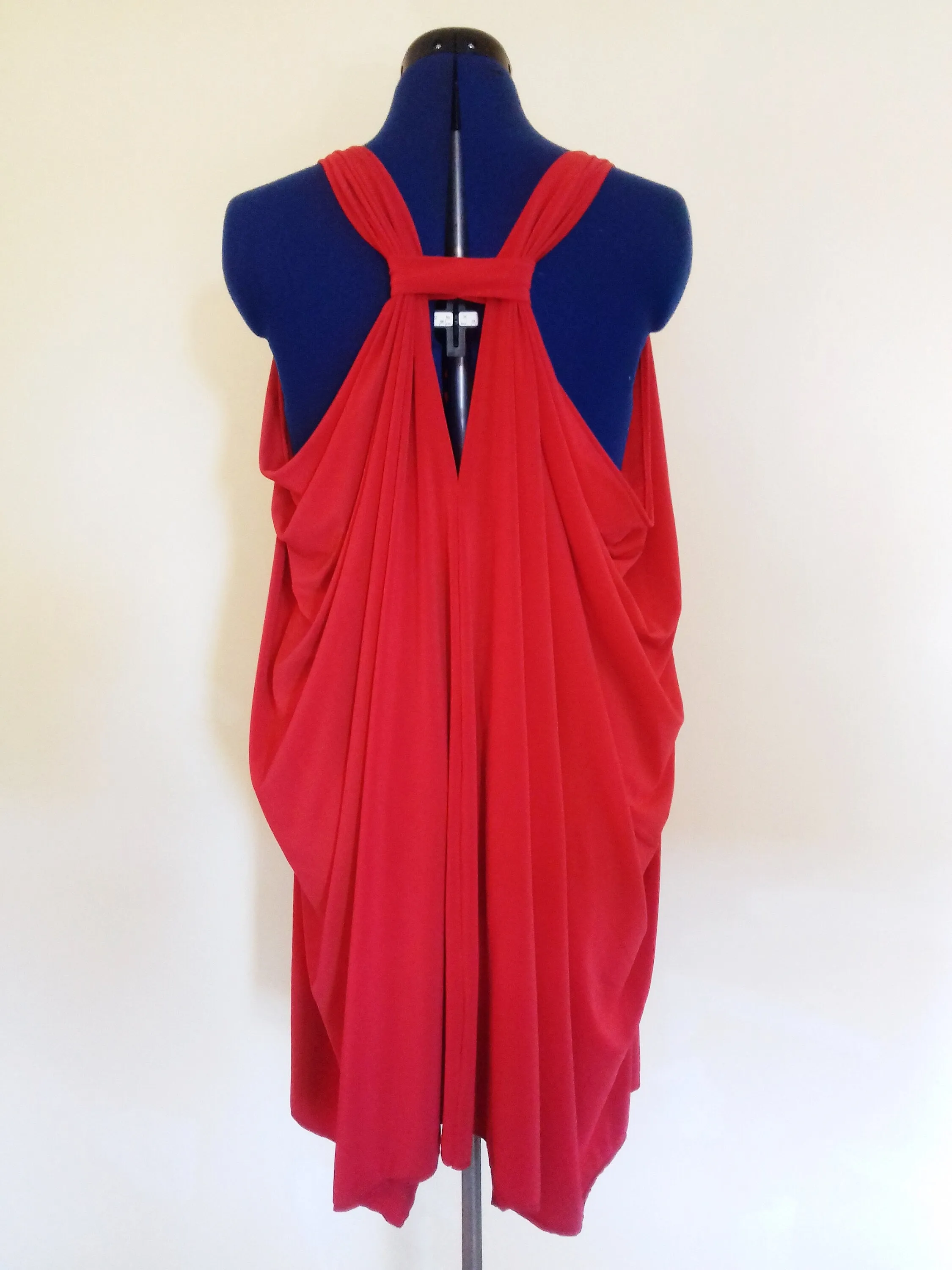 Blood Red Summer Short Drape Beach Dress
