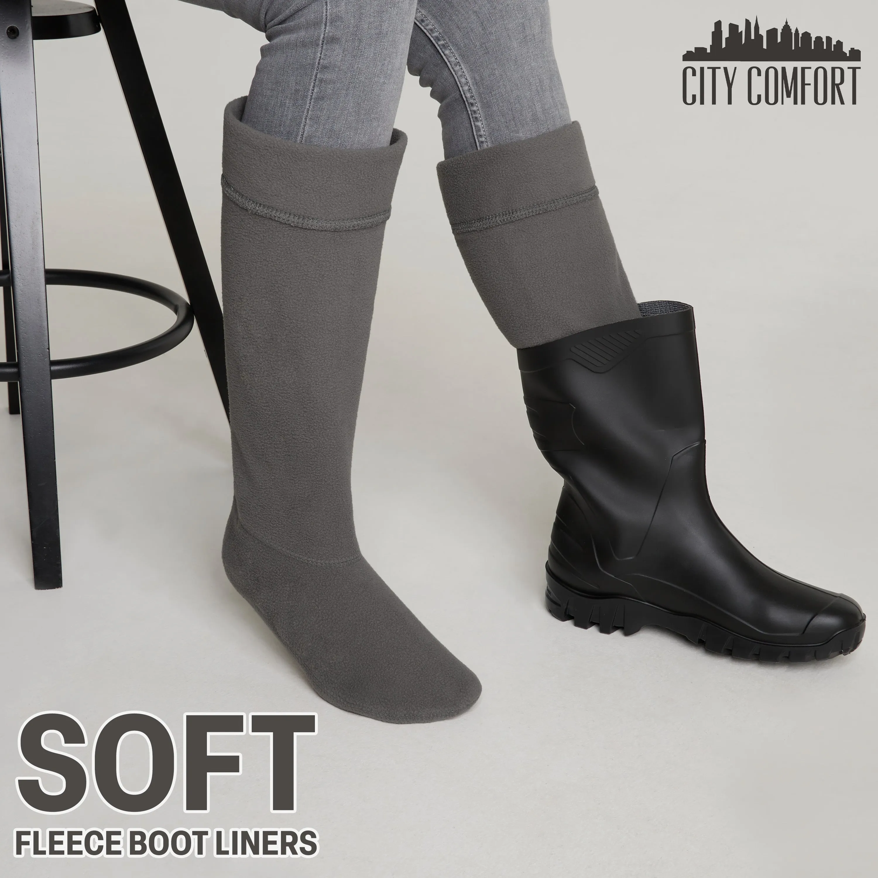 Boot Liner for Women and Teenagers - Warm Fleece Wellie Socks