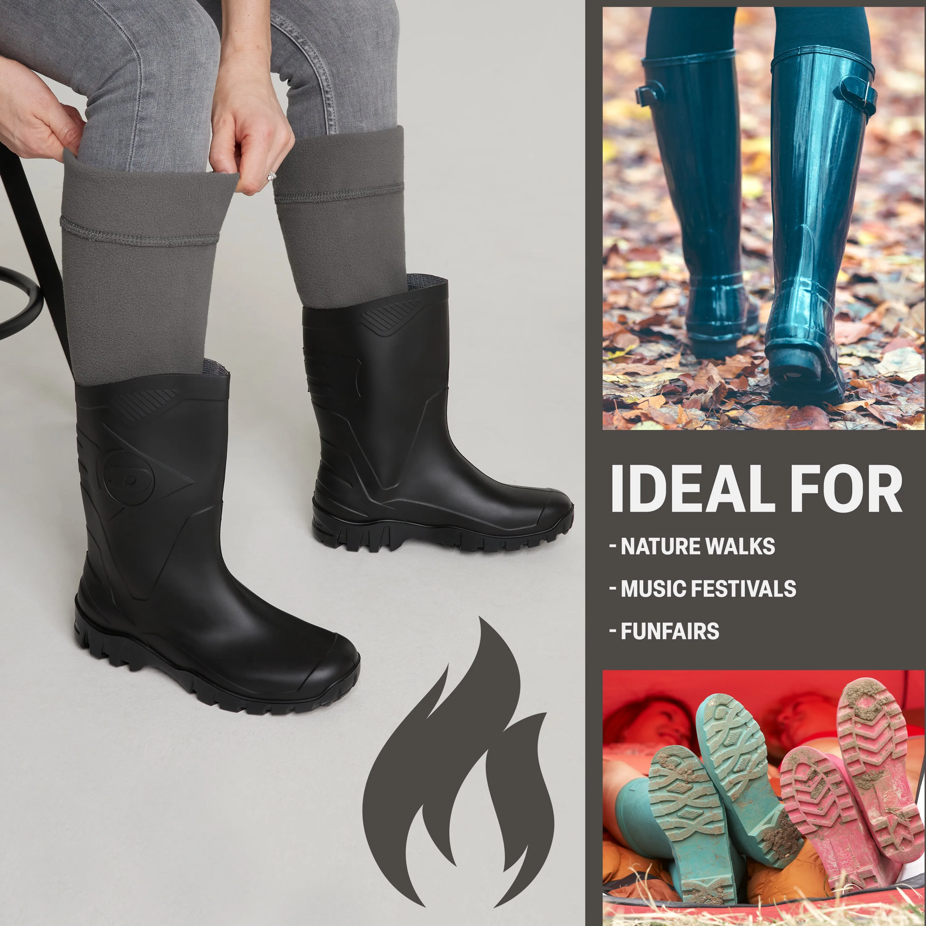 Boot Liner for Women and Teenagers - Warm Fleece Wellie Socks