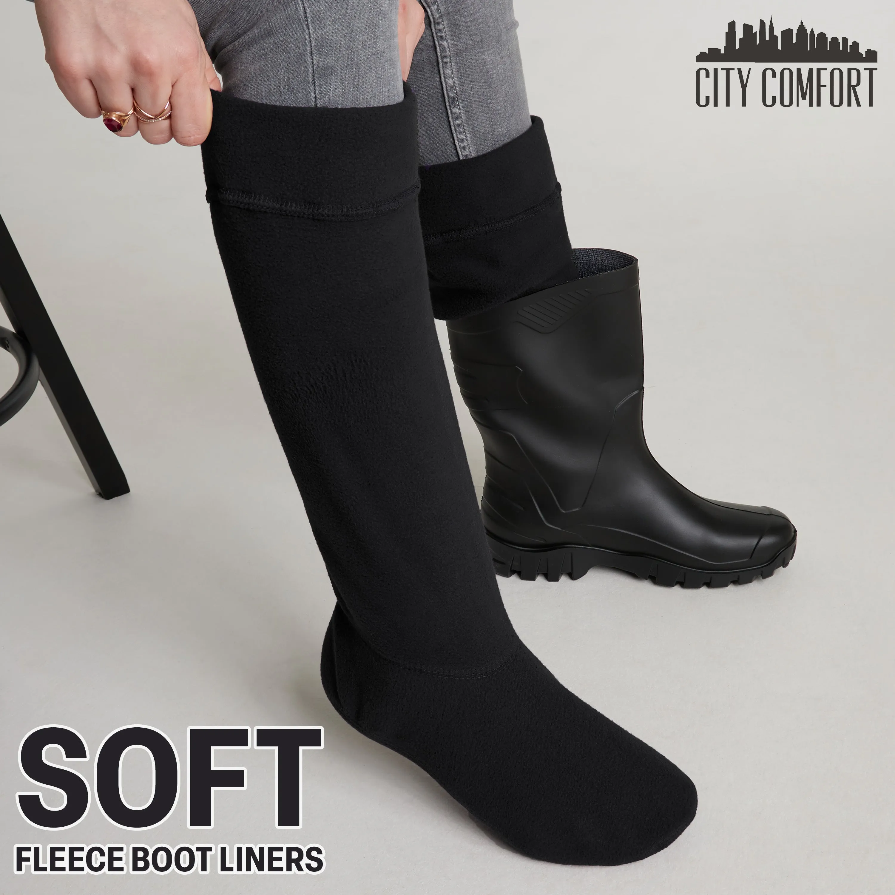 Boot Liner for Women and Teenagers - Warm Fleece Wellie Socks