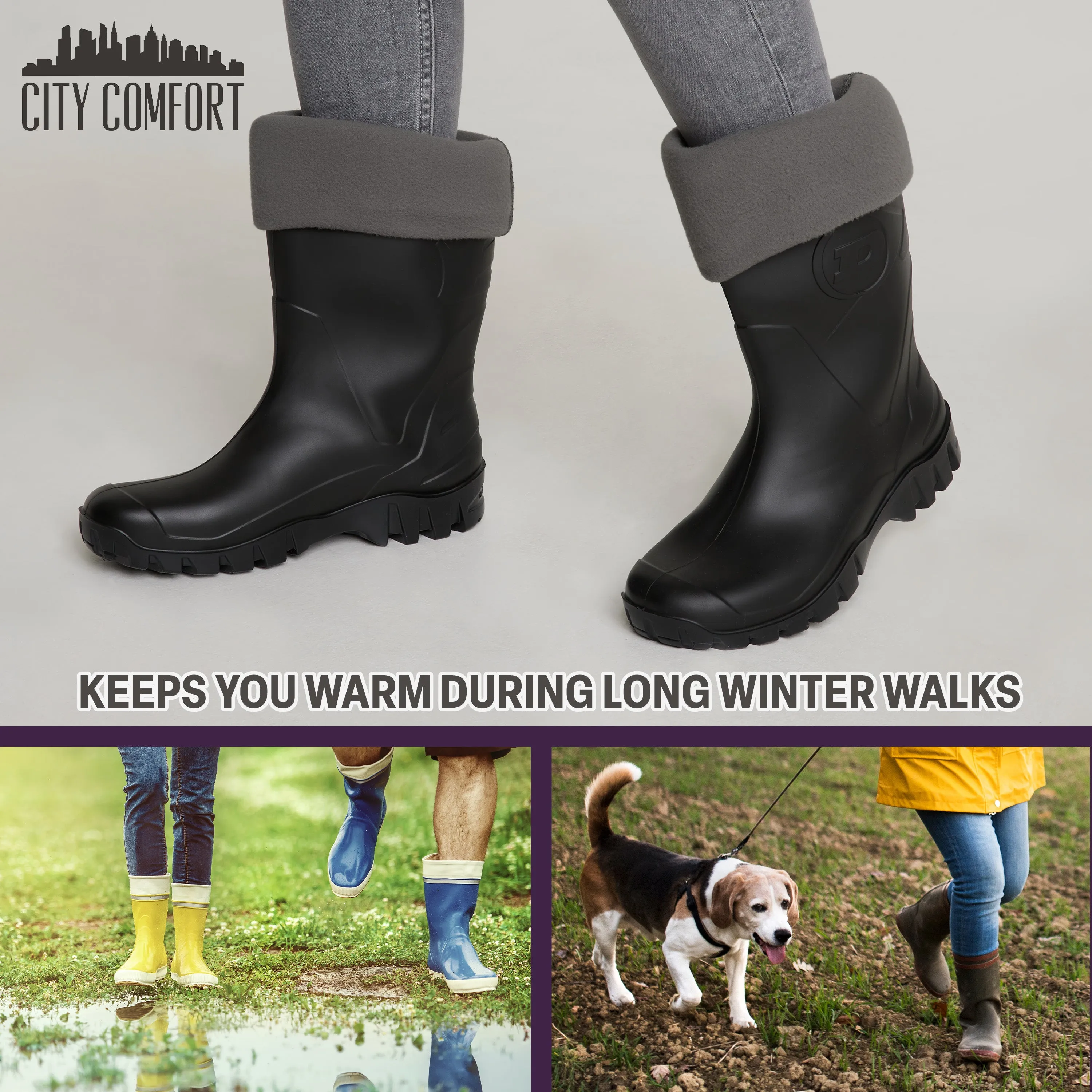 Boot Liner for Women and Teenagers - Warm Fleece Wellie Socks