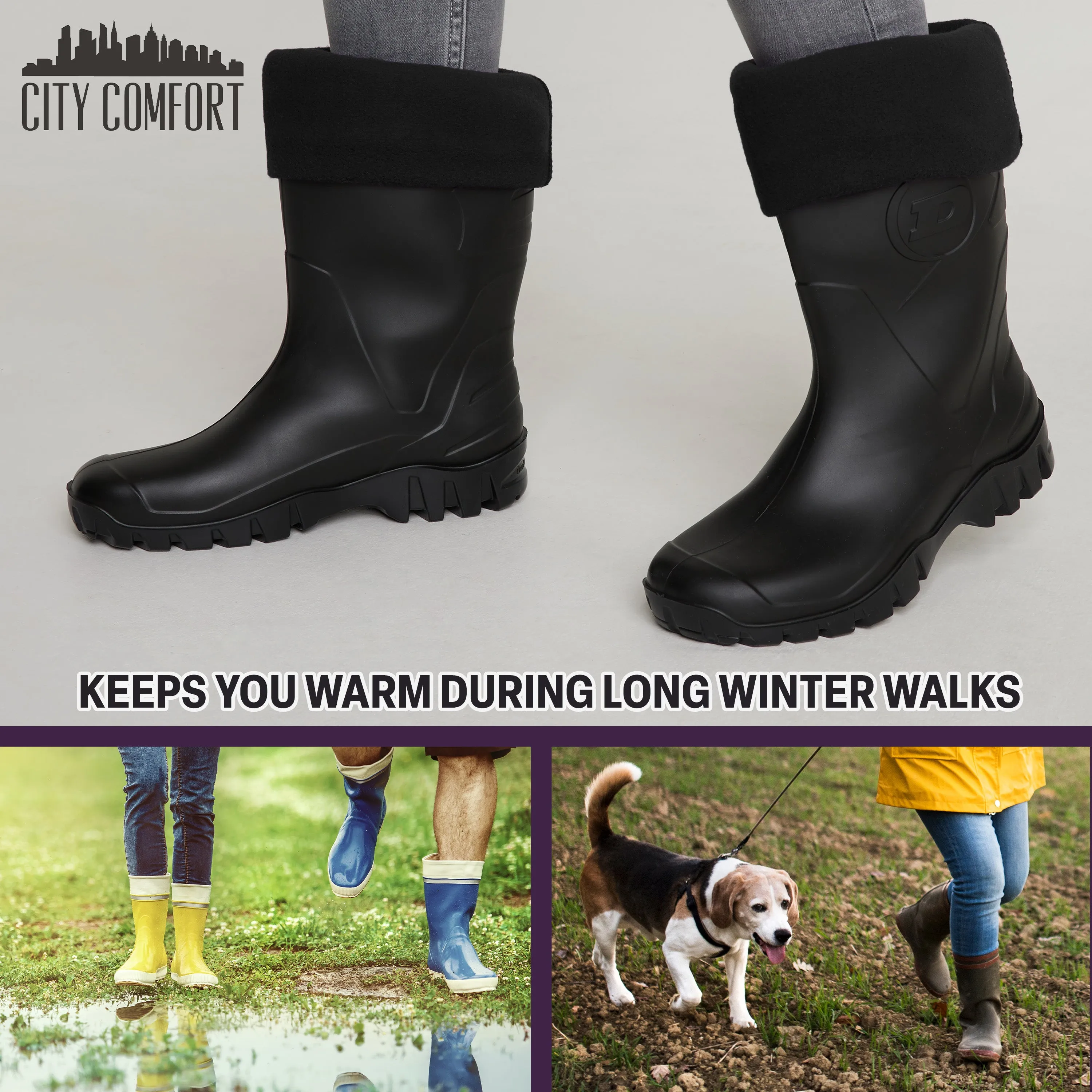Boot Liner for Women and Teenagers - Warm Fleece Wellie Socks