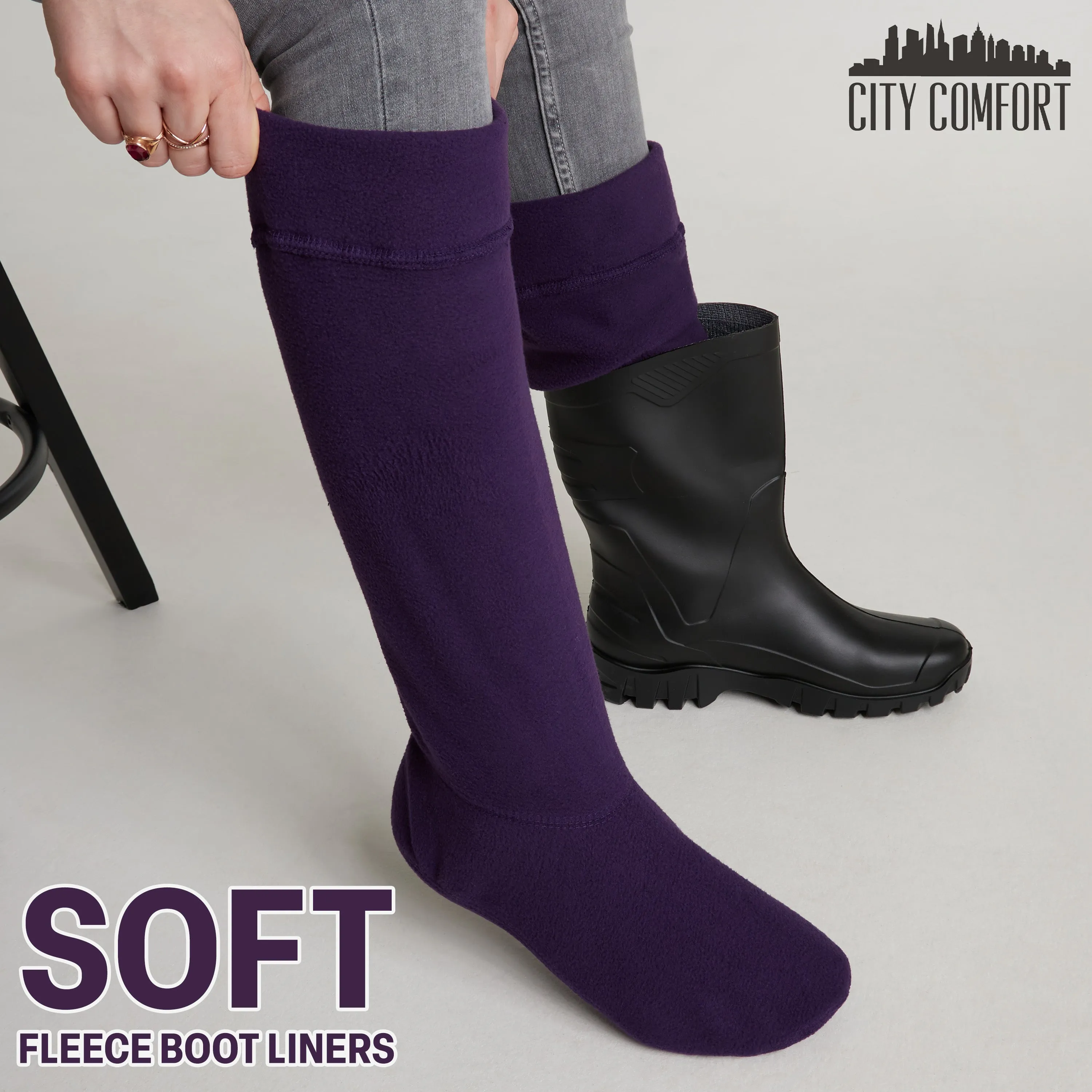 Boot Liner for Women and Teenagers - Warm Fleece Wellie Socks