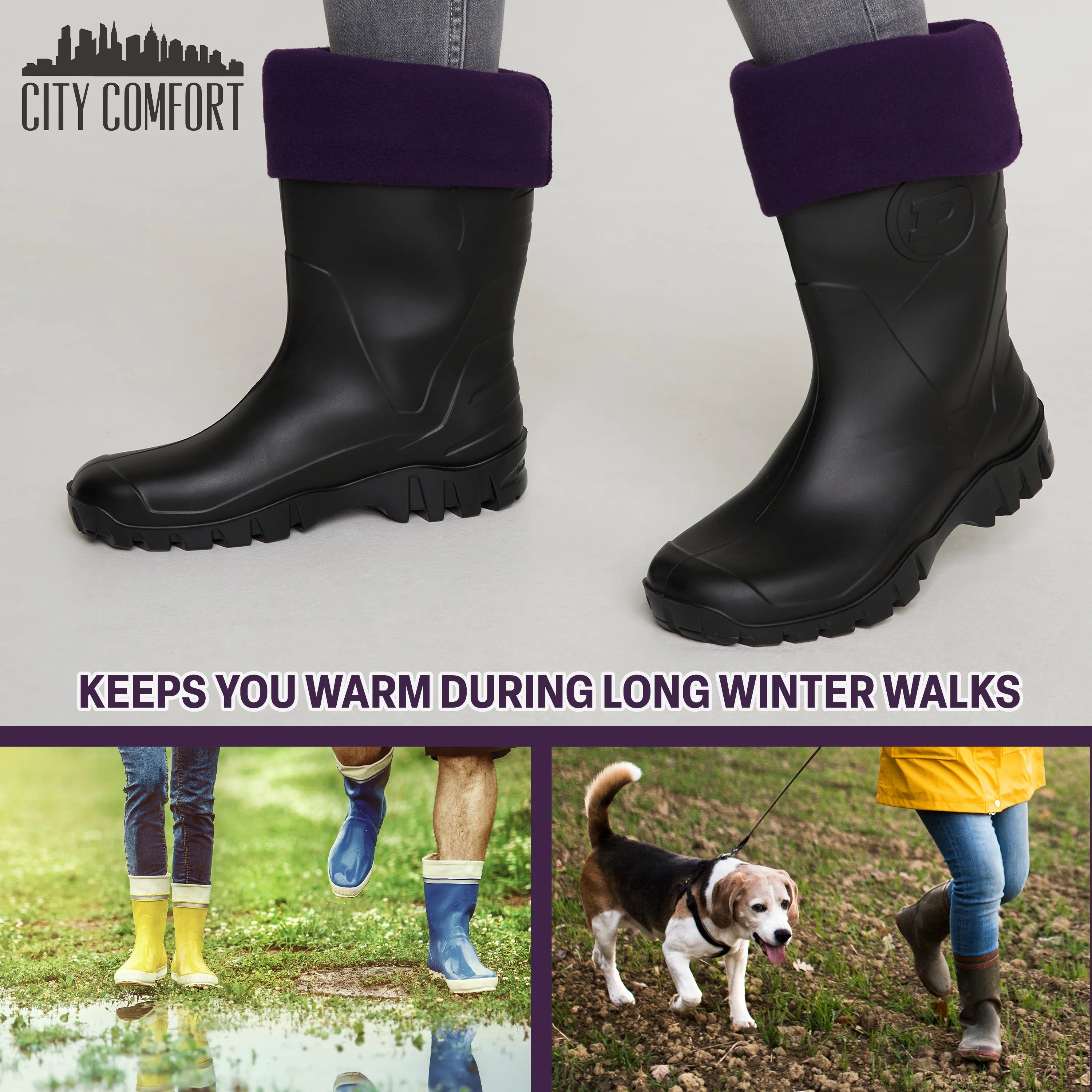 Boot Liner for Women and Teenagers - Warm Fleece Wellie Socks