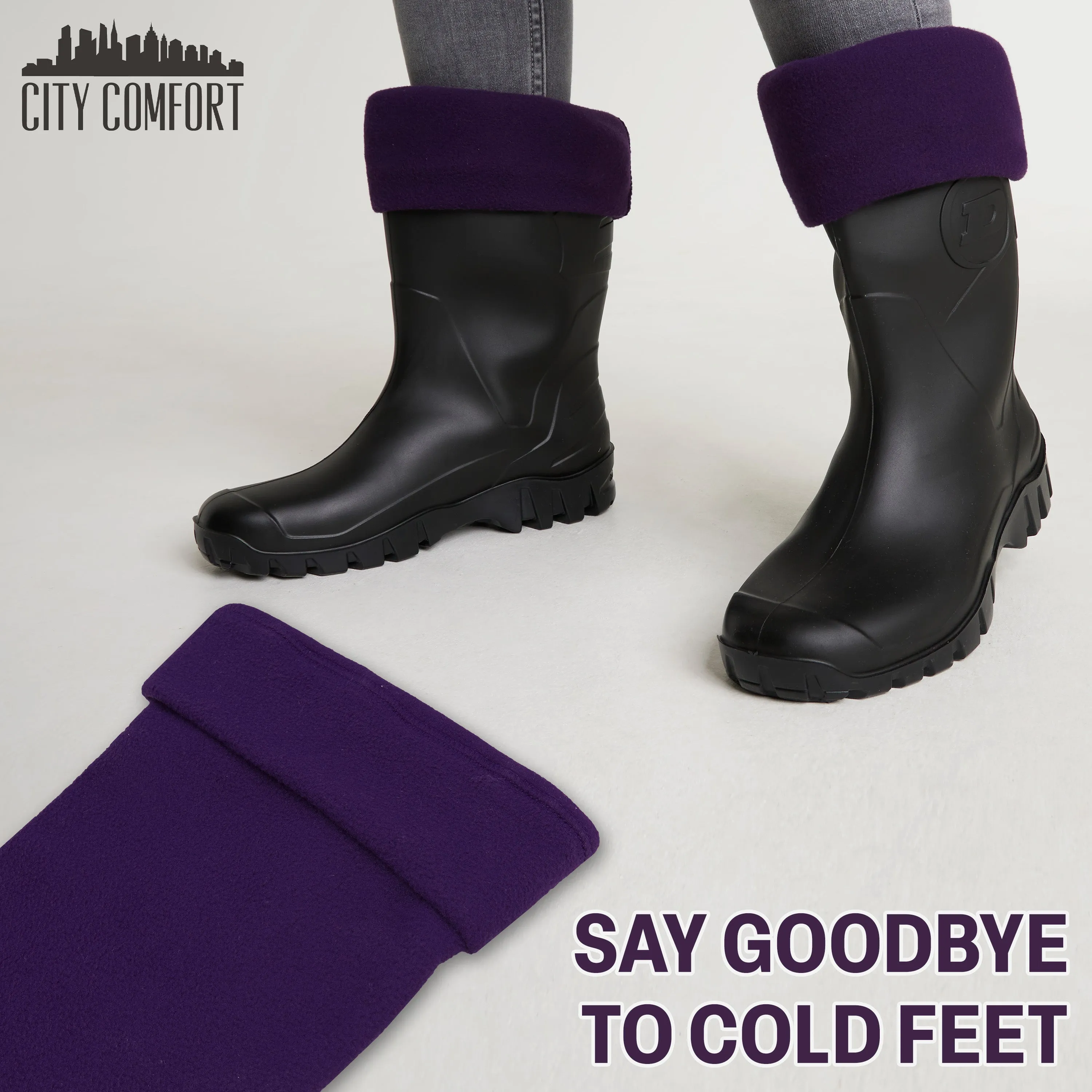 Boot Liner for Women and Teenagers - Warm Fleece Wellie Socks