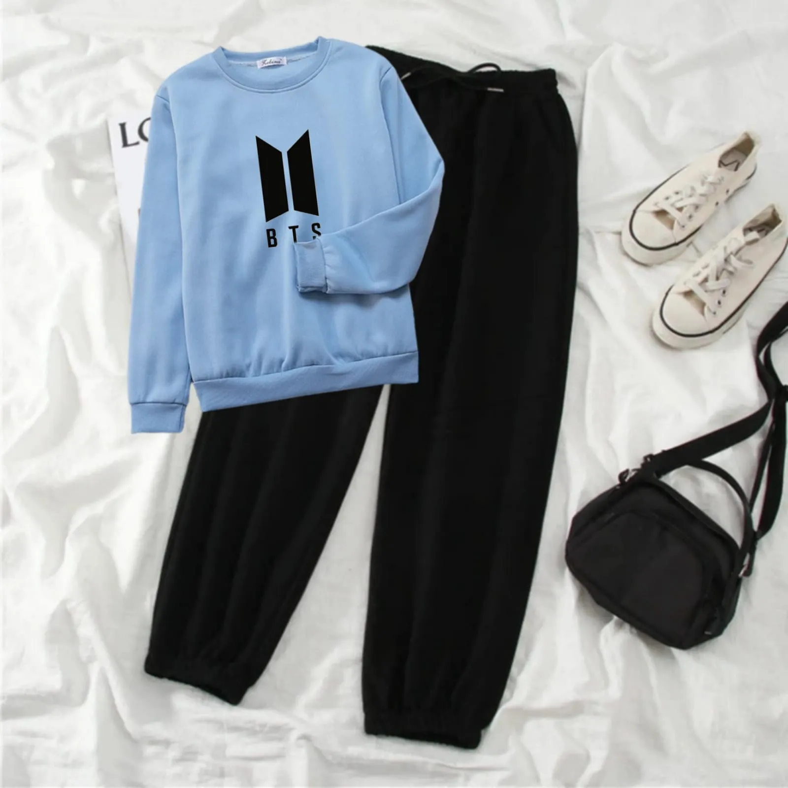 Bts skyblue sweatshirt trouser