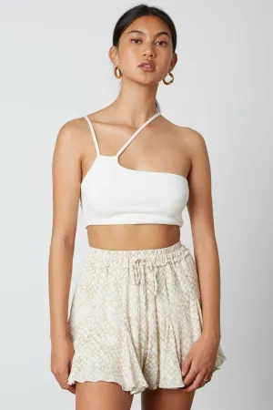 By The Sea Tan and White Print Shorts