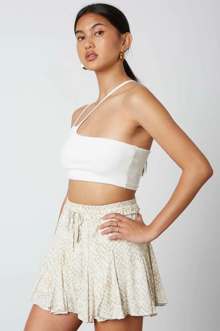 By The Sea Tan and White Print Shorts