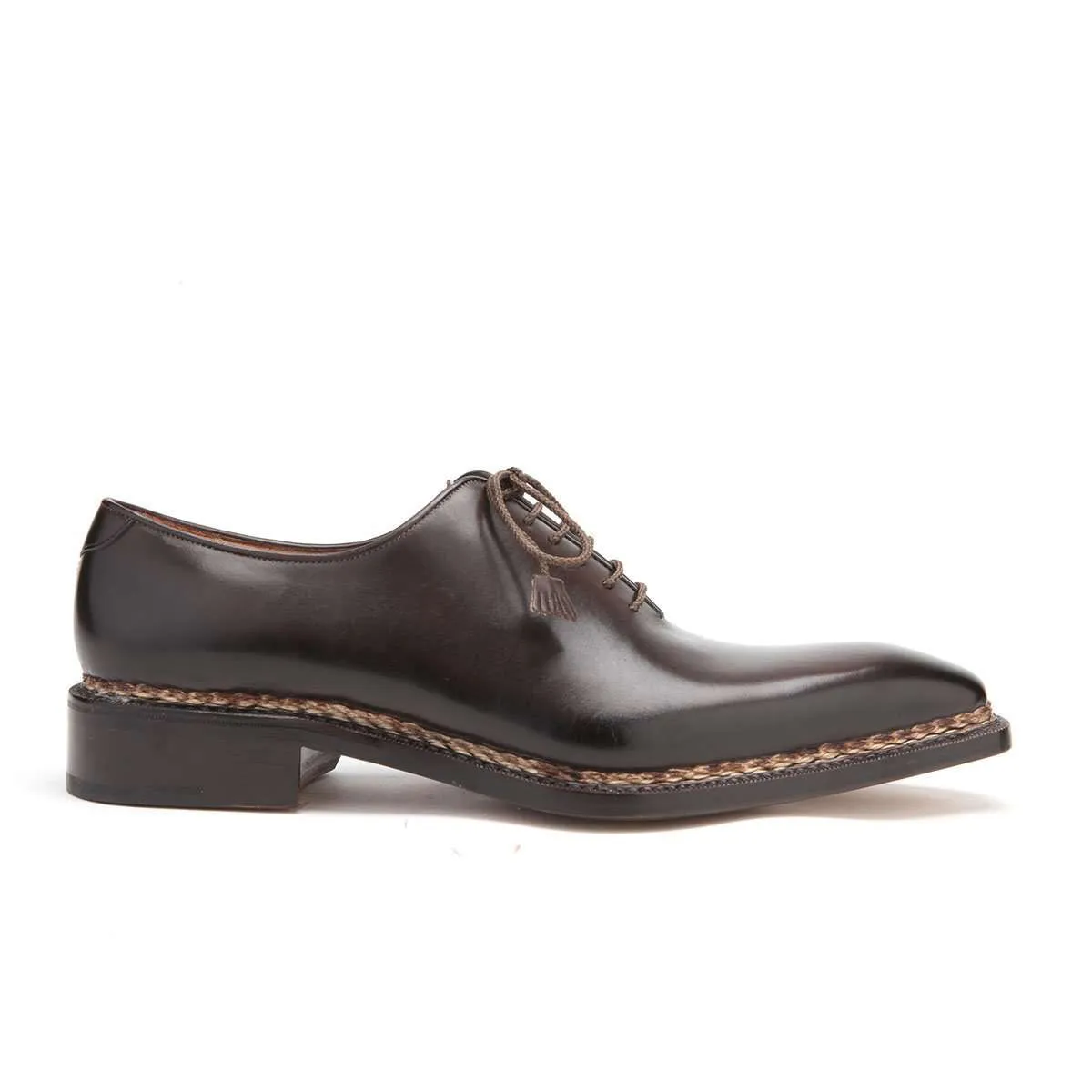 Caporicci 1400 Men's Luxury Italian Designer Shoes Castagno Brown Calfskin Oxfords (CAP1039)
