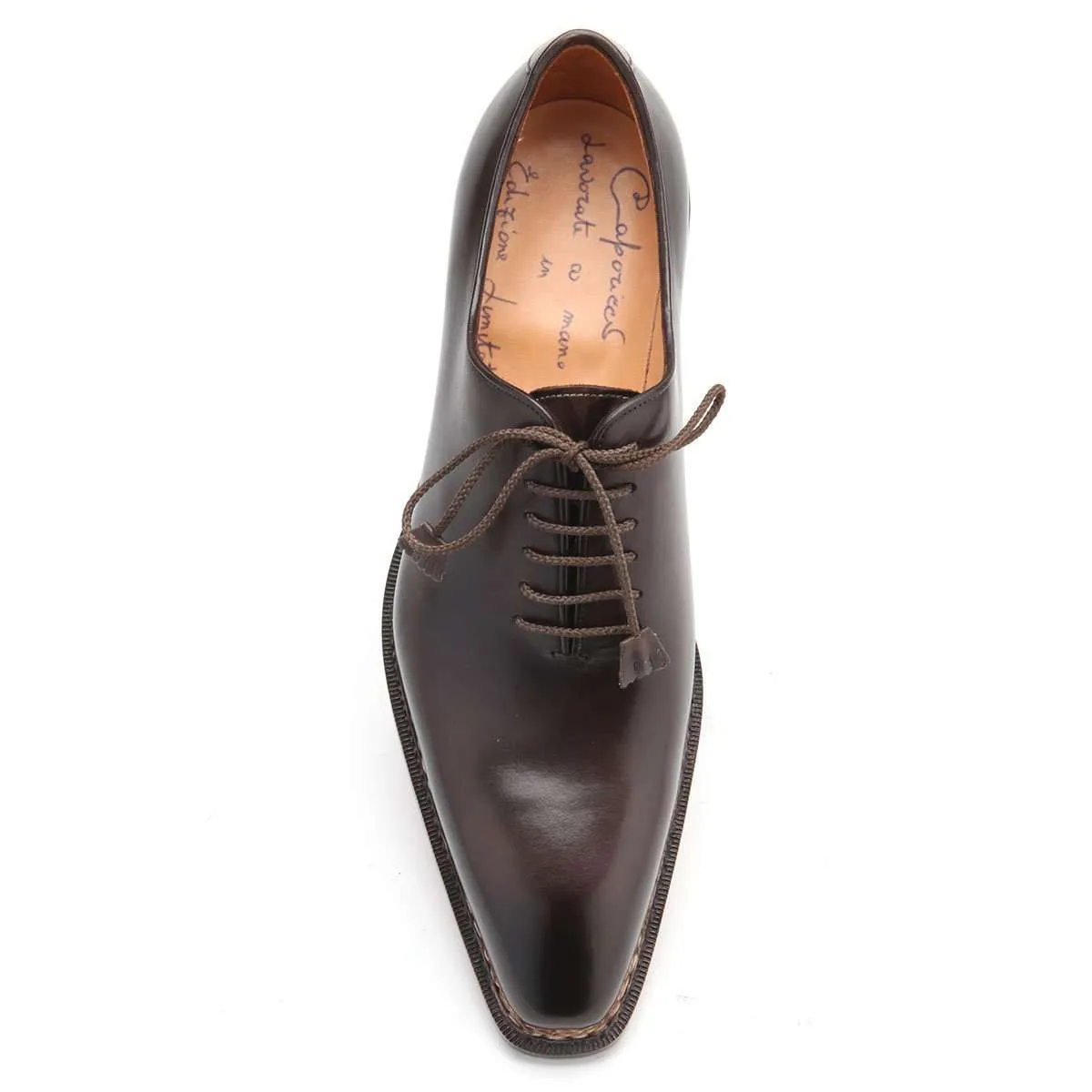 Caporicci 1400 Men's Luxury Italian Designer Shoes Castagno Brown Calfskin Oxfords (CAP1039)