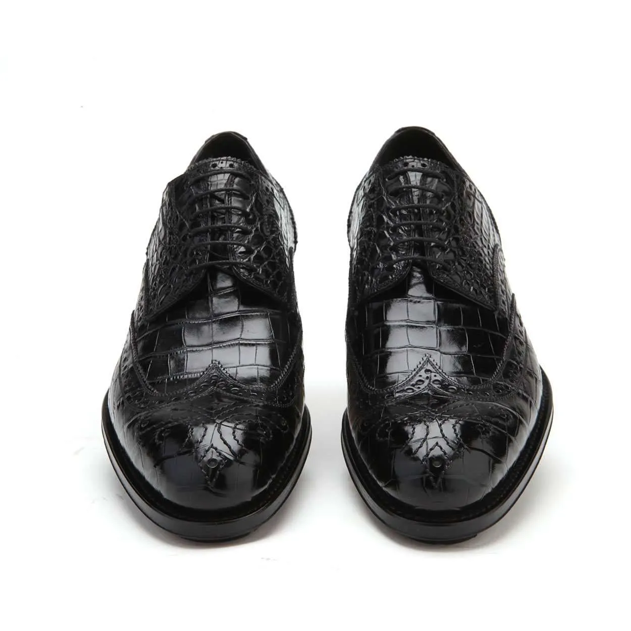 Caporicci 3318 Men's Luxury Italian Designer Shoes Alligator Black Oxfords (CAP1114)