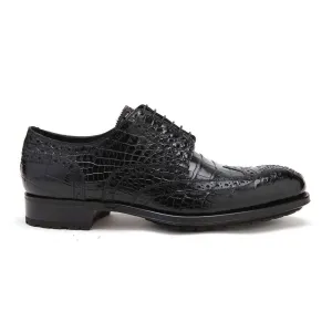 Caporicci 3318 Men's Luxury Italian Designer Shoes Alligator Black Oxfords (CAP1114)