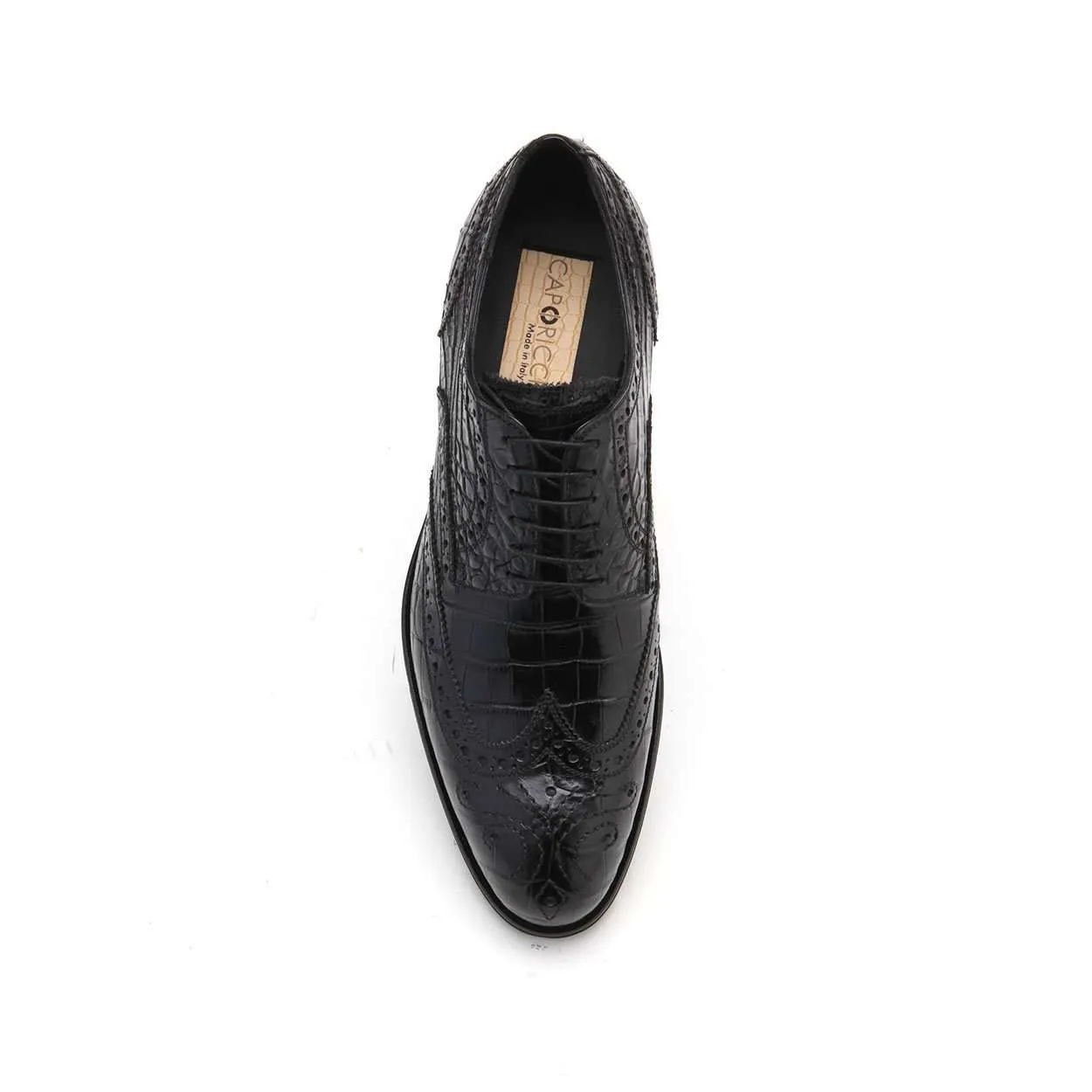 Caporicci 3318 Men's Luxury Italian Designer Shoes Alligator Black Oxfords (CAP1114)