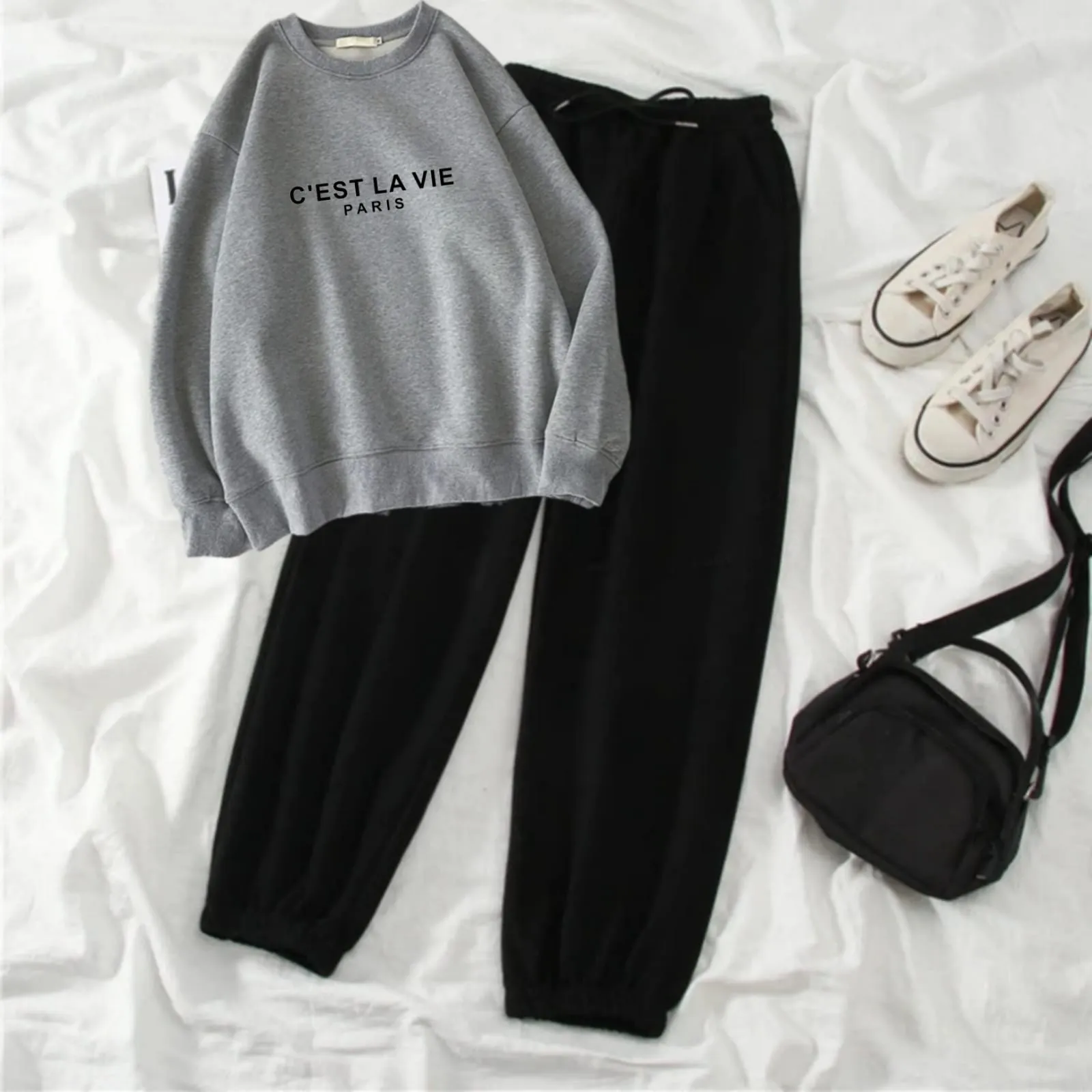 C'est la vie grey sweatshirt trouser