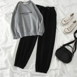 C'est la vie grey sweatshirt trouser