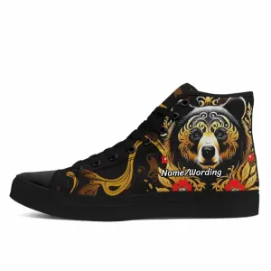 Corporate Gifts,Personalized Skull Sneakers, Custom Floral and Butterfly High Top Shoes, Lace up Walking Shoes
