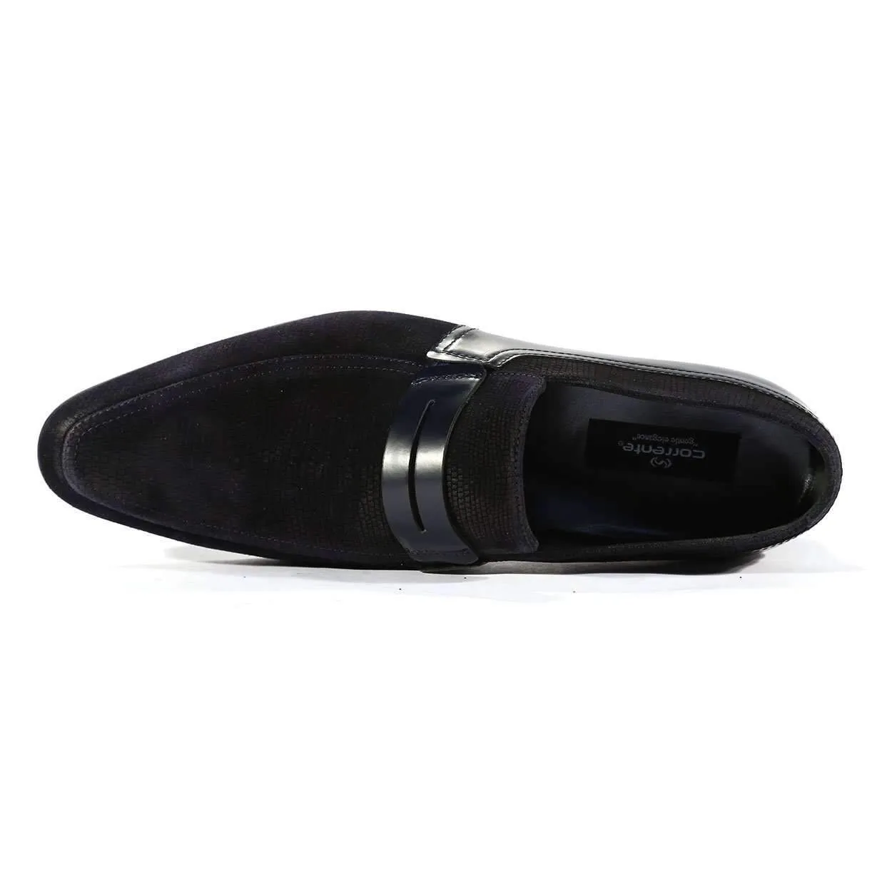 Corrente C143-4127 Men's Designer Shoes Navy Lizard Print / Suede / Calf-Skin Leather Loafers (CRT1014)