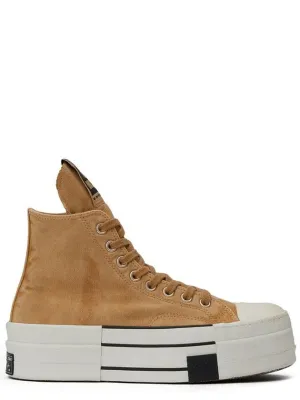 'Dbl Drkstar Hi' Blonde High Top Sneakers In Overdyed Canvas Woman