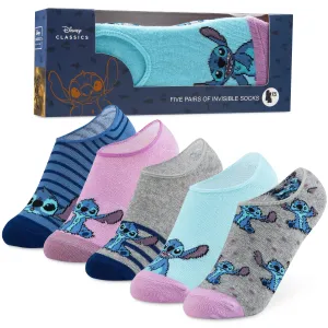 Disney Invisible Socks, Trainer Socks, 5 x No Show Socks, Stitch Disney Gifts