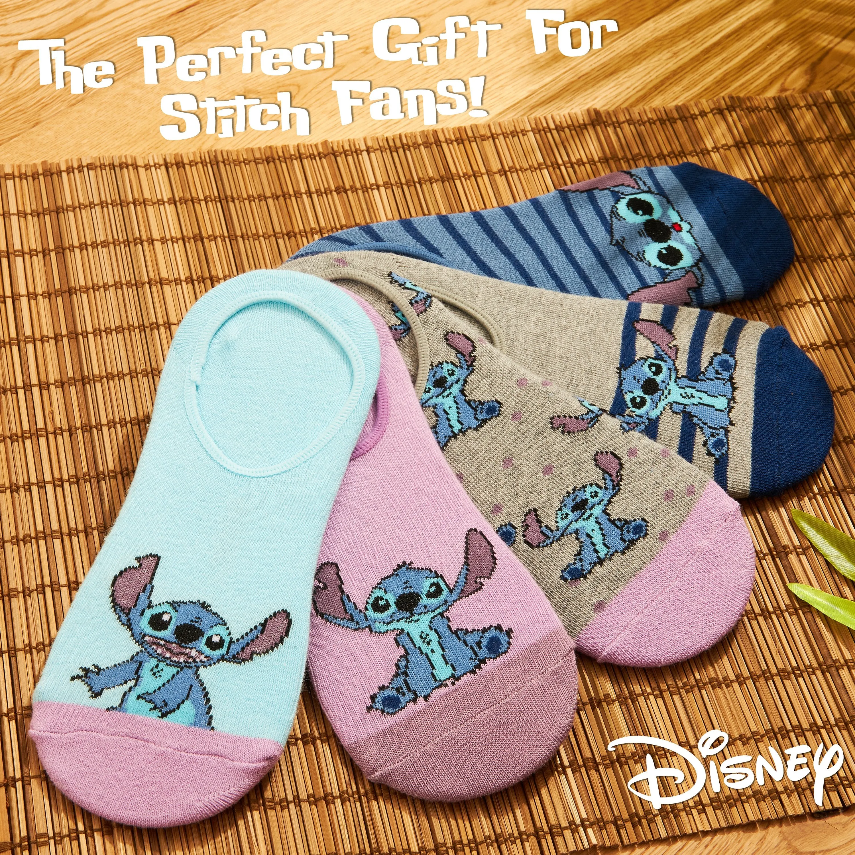 Disney Invisible Socks, Trainer Socks, 5 x No Show Socks, Stitch Disney Gifts