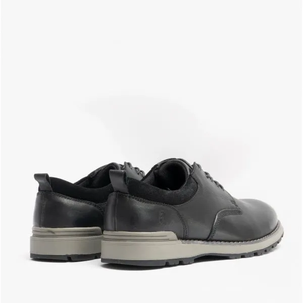 DYLAN Mens Leather Derby Shoes Black