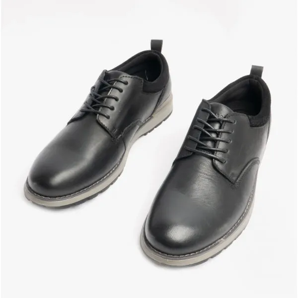 DYLAN Mens Leather Derby Shoes Black