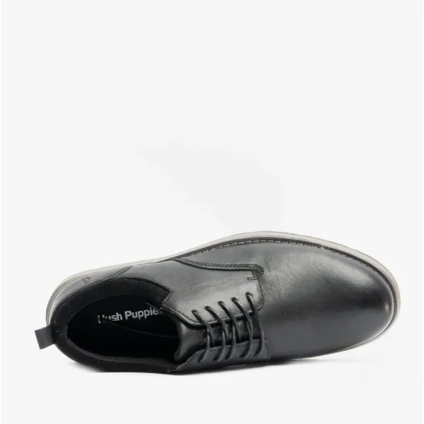DYLAN Mens Leather Derby Shoes Black