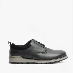 DYLAN Mens Leather Derby Shoes Black
