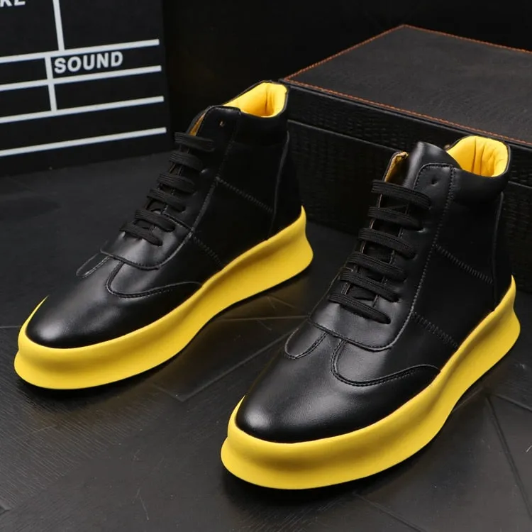 Fashion High Top Casual Leather Sneakers