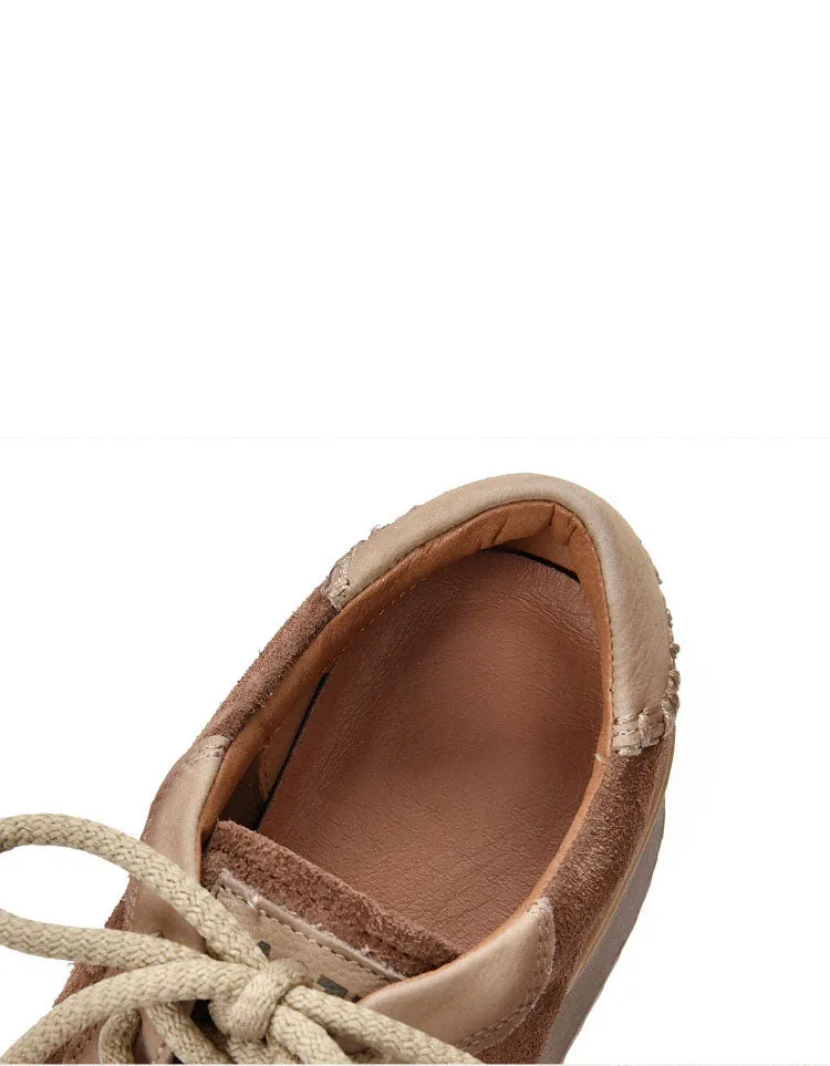 Handmade Leather Stitch Comfortable Retro Sneakers