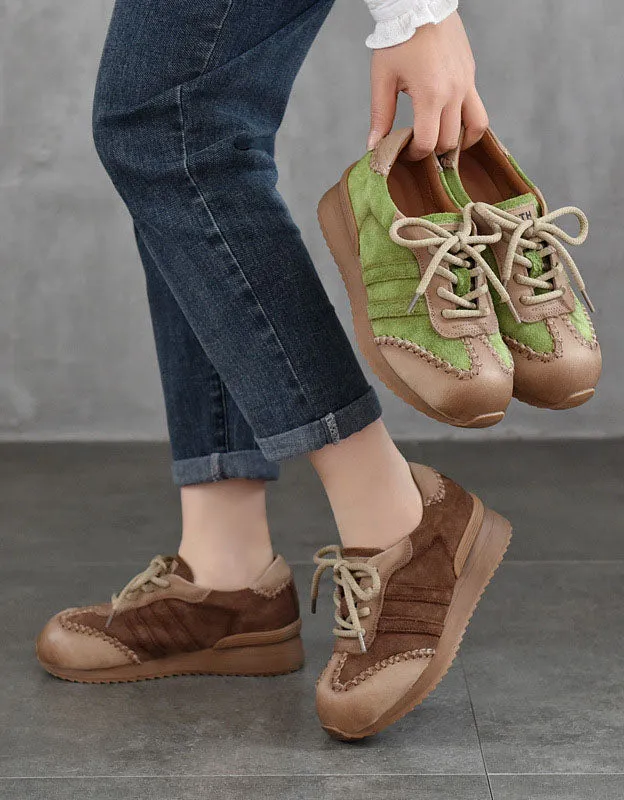Handmade Leather Stitch Comfortable Retro Sneakers