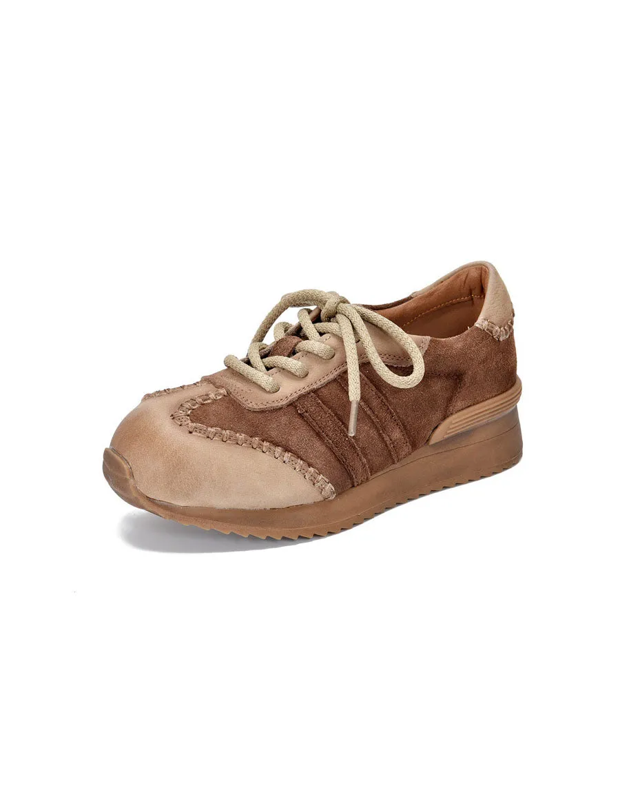 Handmade Leather Stitch Comfortable Retro Sneakers