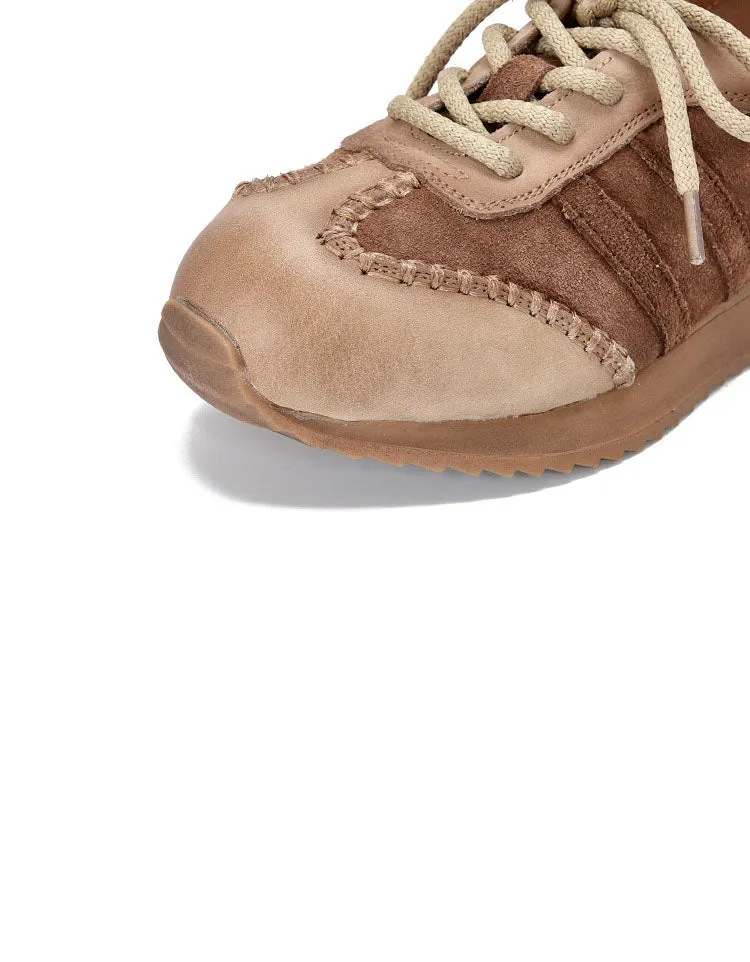 Handmade Leather Stitch Comfortable Retro Sneakers