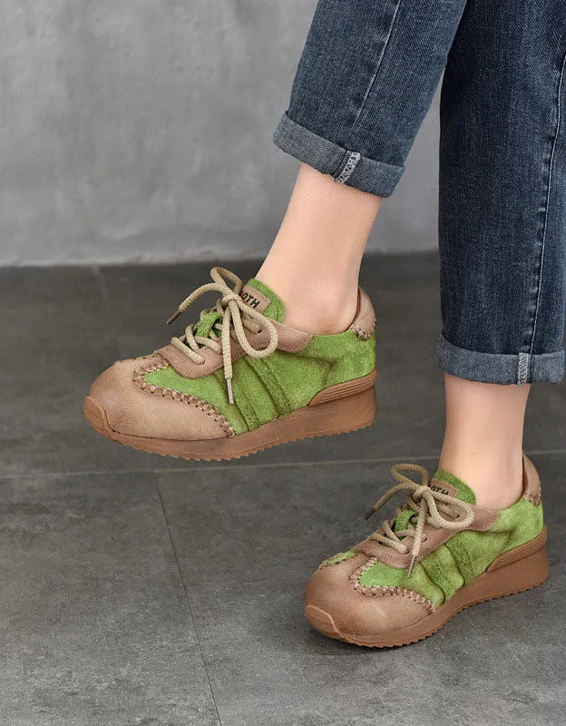 Handmade Leather Stitch Comfortable Retro Sneakers
