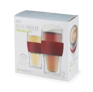 Host Beer FREEZE Cooling Cups in Wood Set Of 2 No More Warm Beer Colder Longer