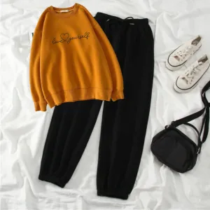 Love yourself mustard sweatshirt trouser