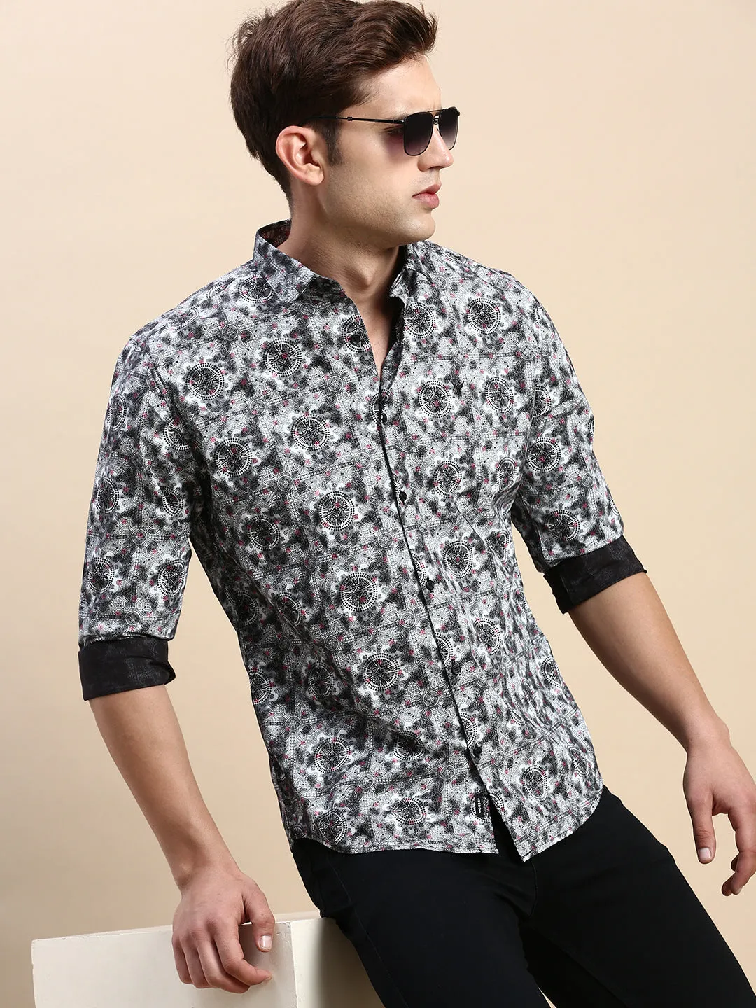 Men Multi Premium Slim Fit Floral Printed Cotton Casual Shirt
