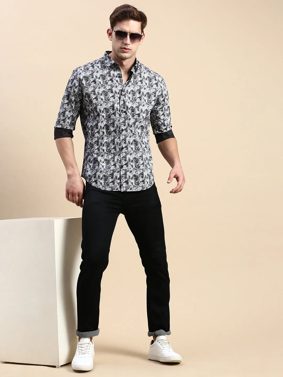 Men Multi Premium Slim Fit Floral Printed Cotton Casual Shirt