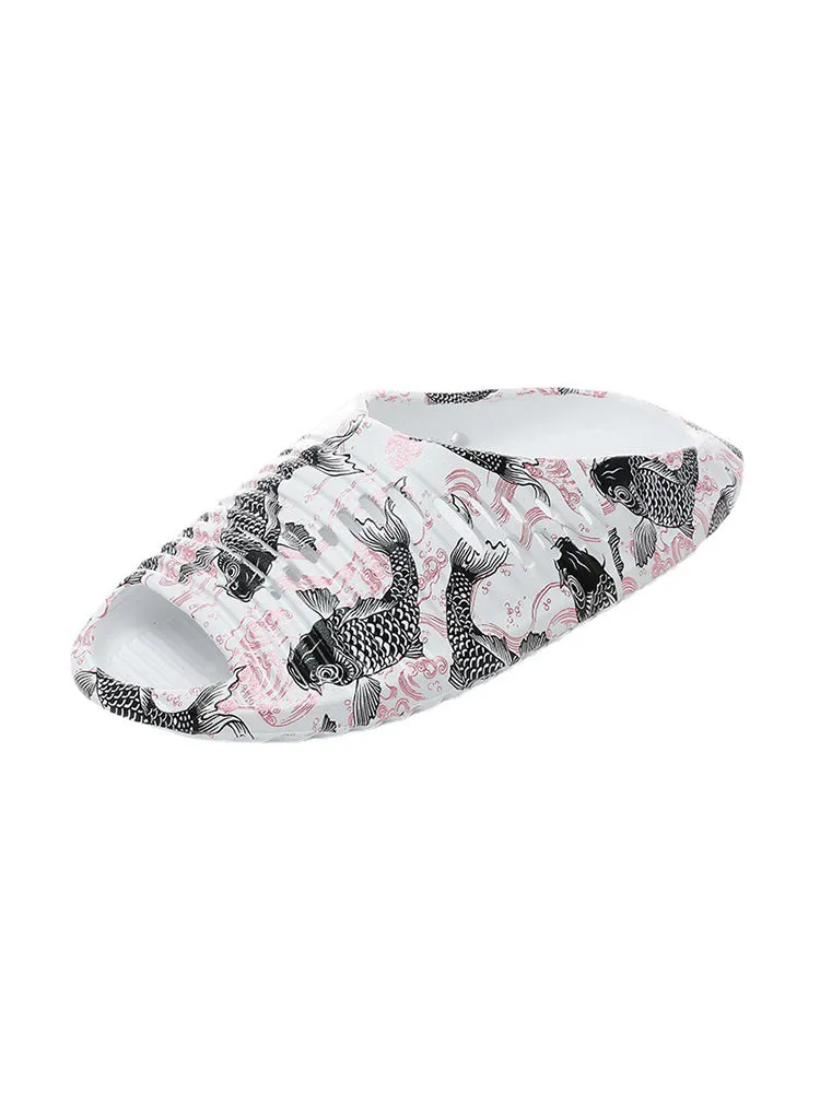 Men'S Flying Saucer Printed Beach Slides