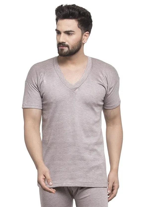 MEN'S HALF SLEEVES SOLID V NECK THERMAL TOP
