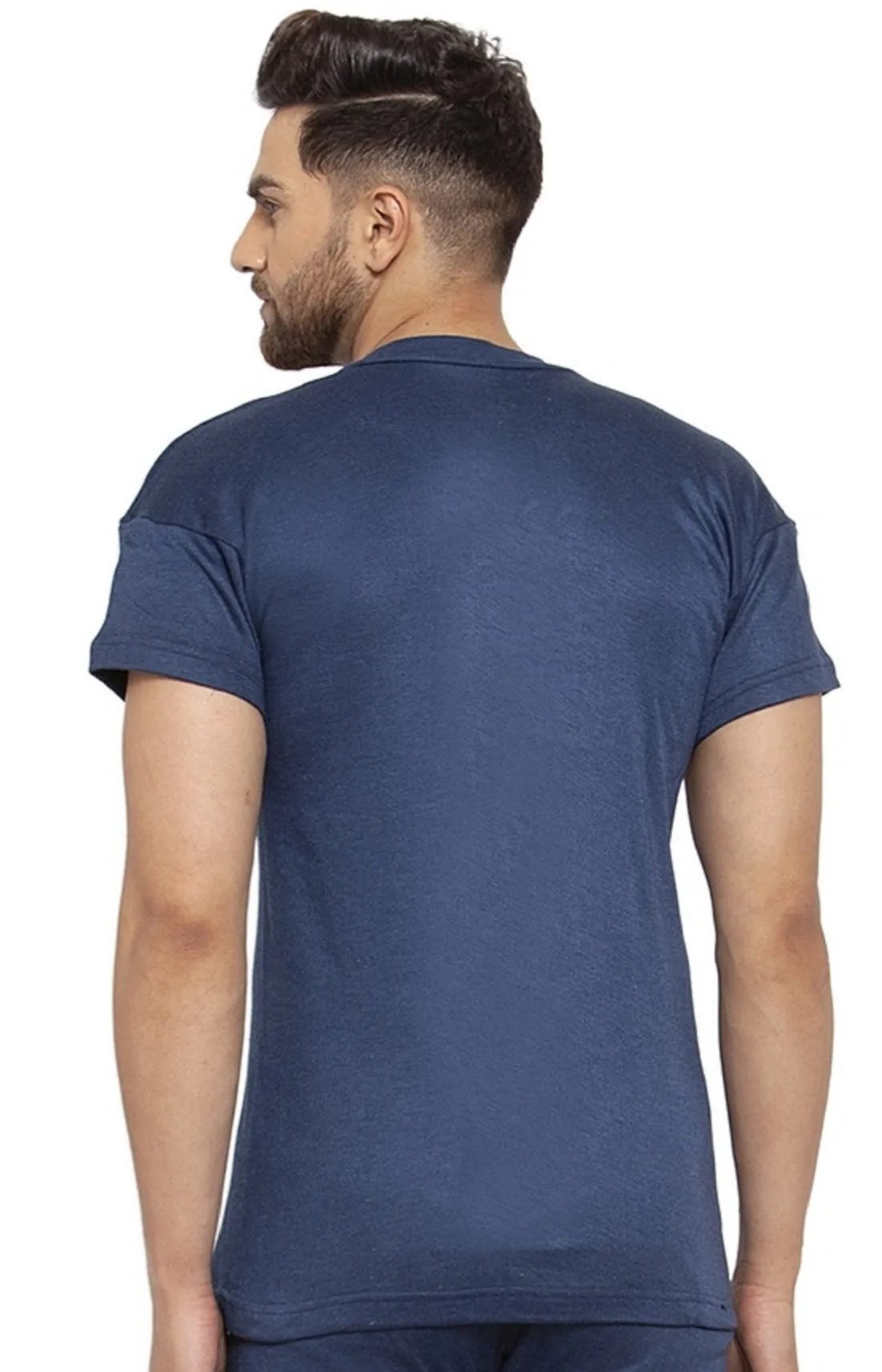 MEN'S HALF SLEEVES SOLID V NECK THERMAL TOP