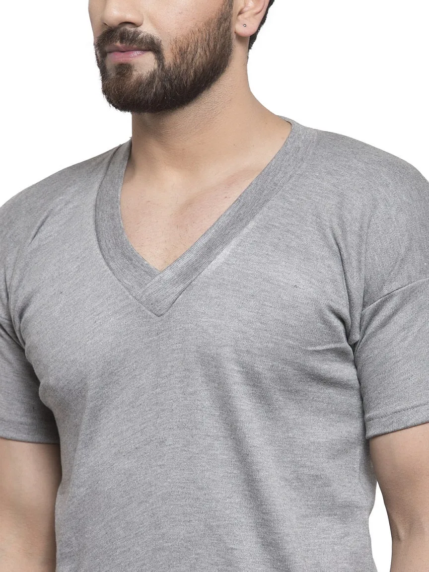 MEN'S HALF SLEEVES SOLID V NECK THERMAL TOP