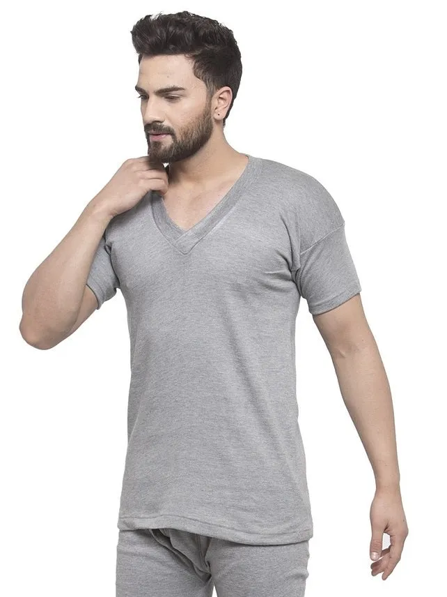 MEN'S HALF SLEEVES SOLID V NECK THERMAL TOP