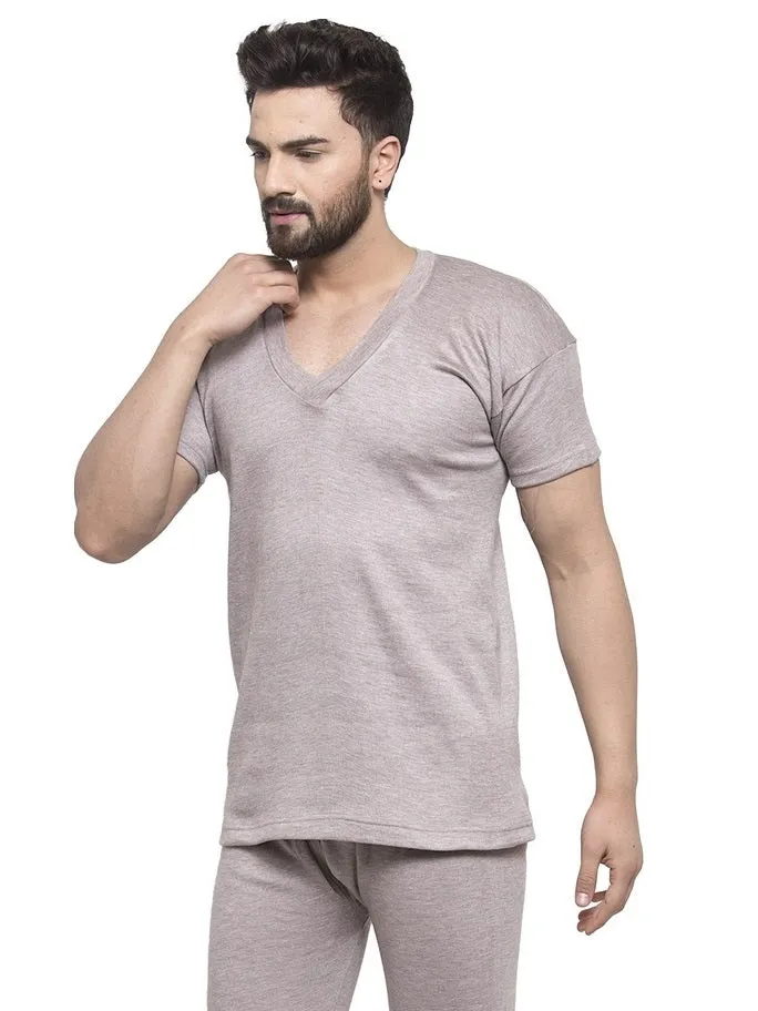 MEN'S HALF SLEEVES SOLID V NECK THERMAL TOP