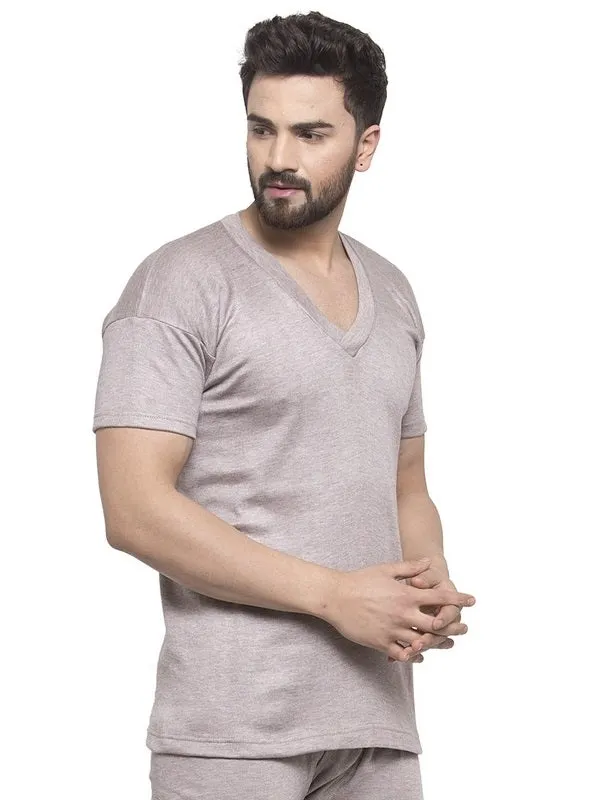 MEN'S HALF SLEEVES SOLID V NECK THERMAL TOP