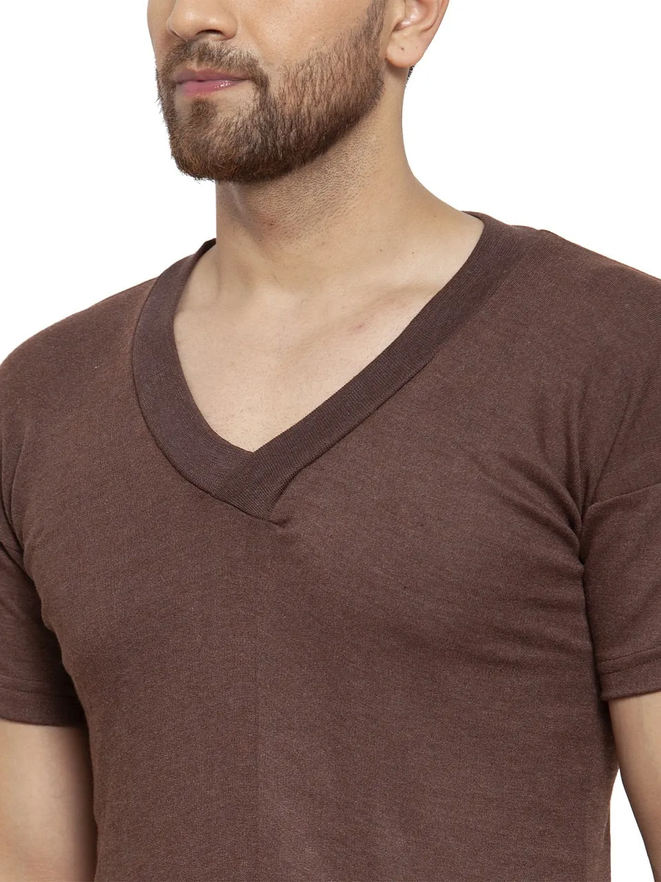 MEN'S HALF SLEEVES SOLID V NECK THERMAL TOP
