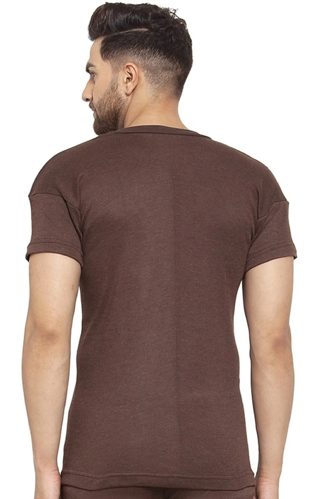 MEN'S HALF SLEEVES SOLID V NECK THERMAL TOP